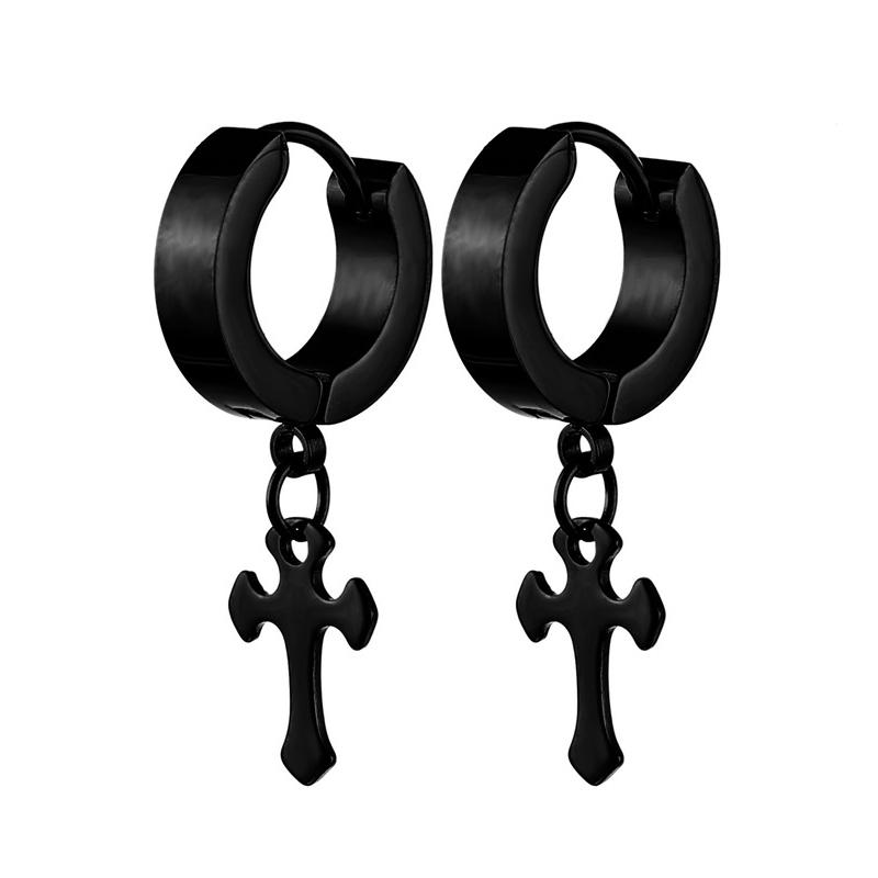 Женские и мужские серьги из нержавеющей стали, серьги-кольца в стиле панк с крестом, ювелирные аксессуары