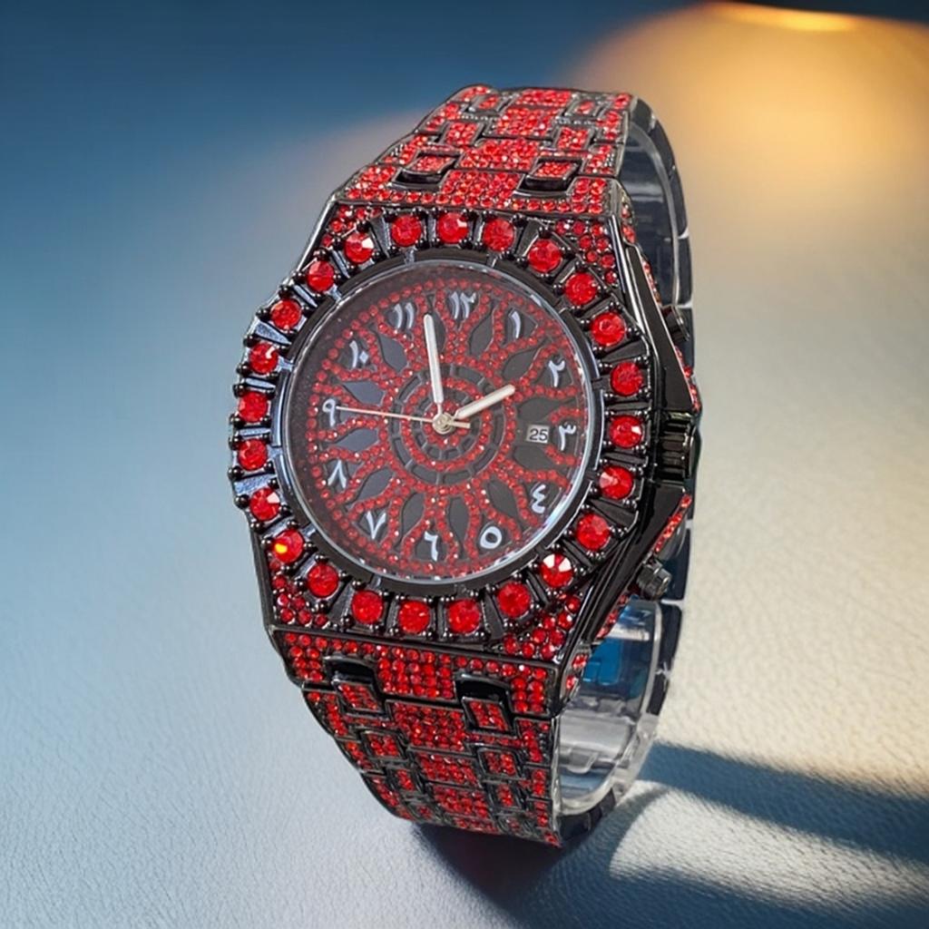 1pc Men's Quartz Watch - Luxurious Ice Watch, Suitable for Men's Date Parties, Fashionable Night Light Hands, Quartz Watch, Hip