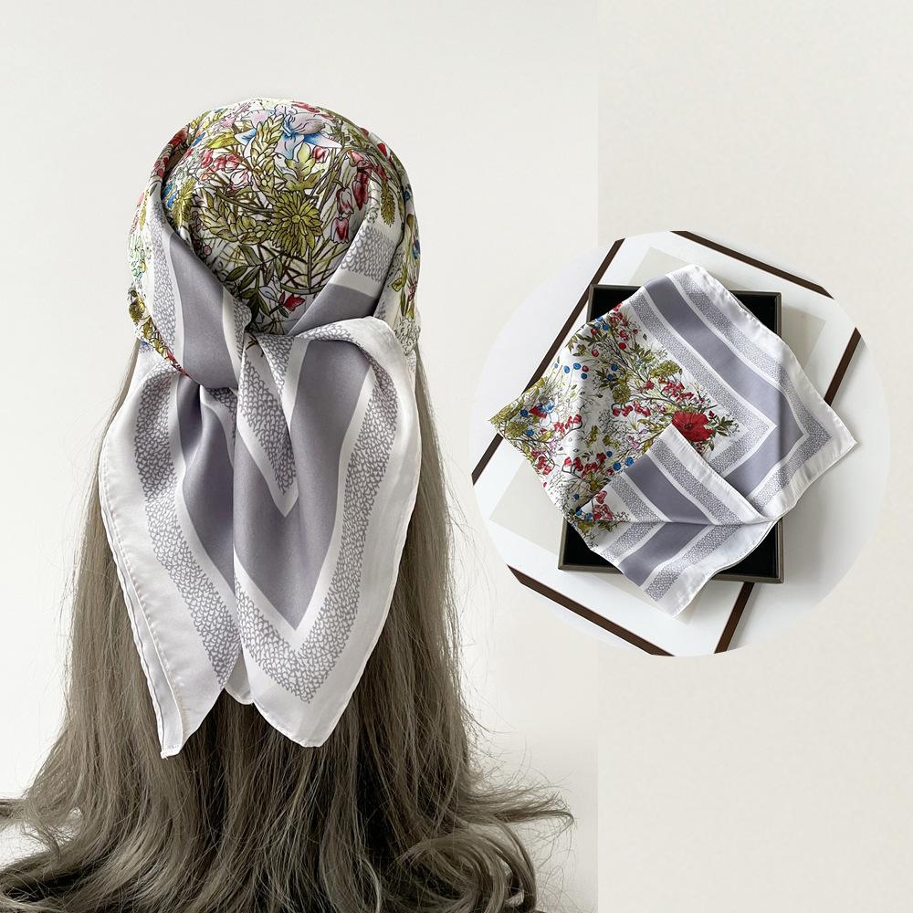 Весенне-летний атласный длинный шарф для женщин, солнцезащитная шаль, модный атласный длинный шарф для красоты, универсальный дорожный шарф