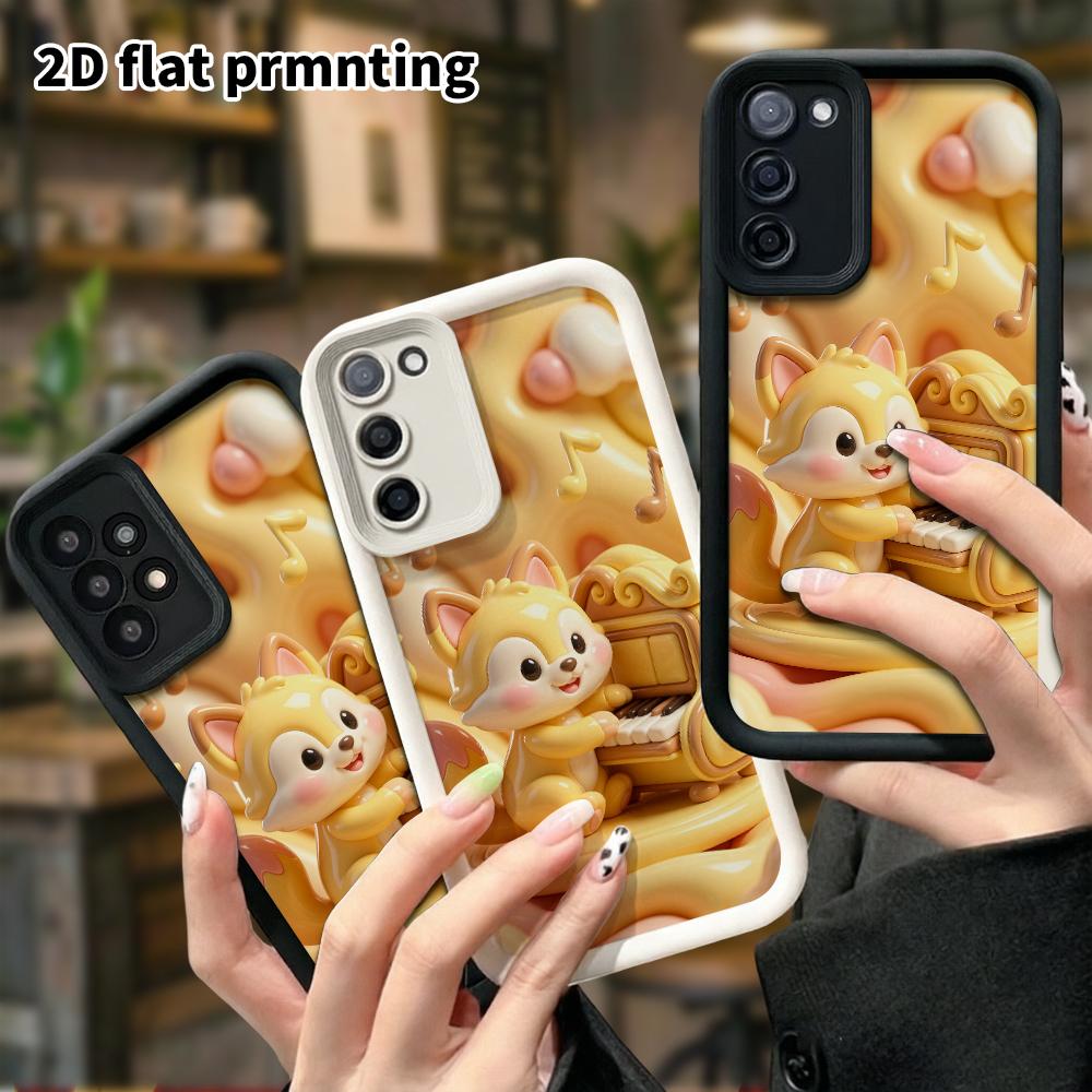 Чехол для телефона: 2D плоский дизайн, подходящий для защитного чехла Samsung Galaxy A34 A35 M05 M06 S20 S22 S21 FE Plus 5G, лисенок, играющий на пианино, идеальный C