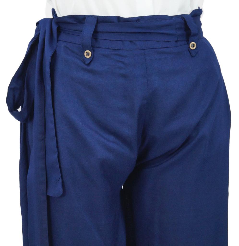 Bimba Женские брюки-капри из искусственного шелка с широкими штанинами, повседневные летние брюки с резинкой сзади и поясом, черные -