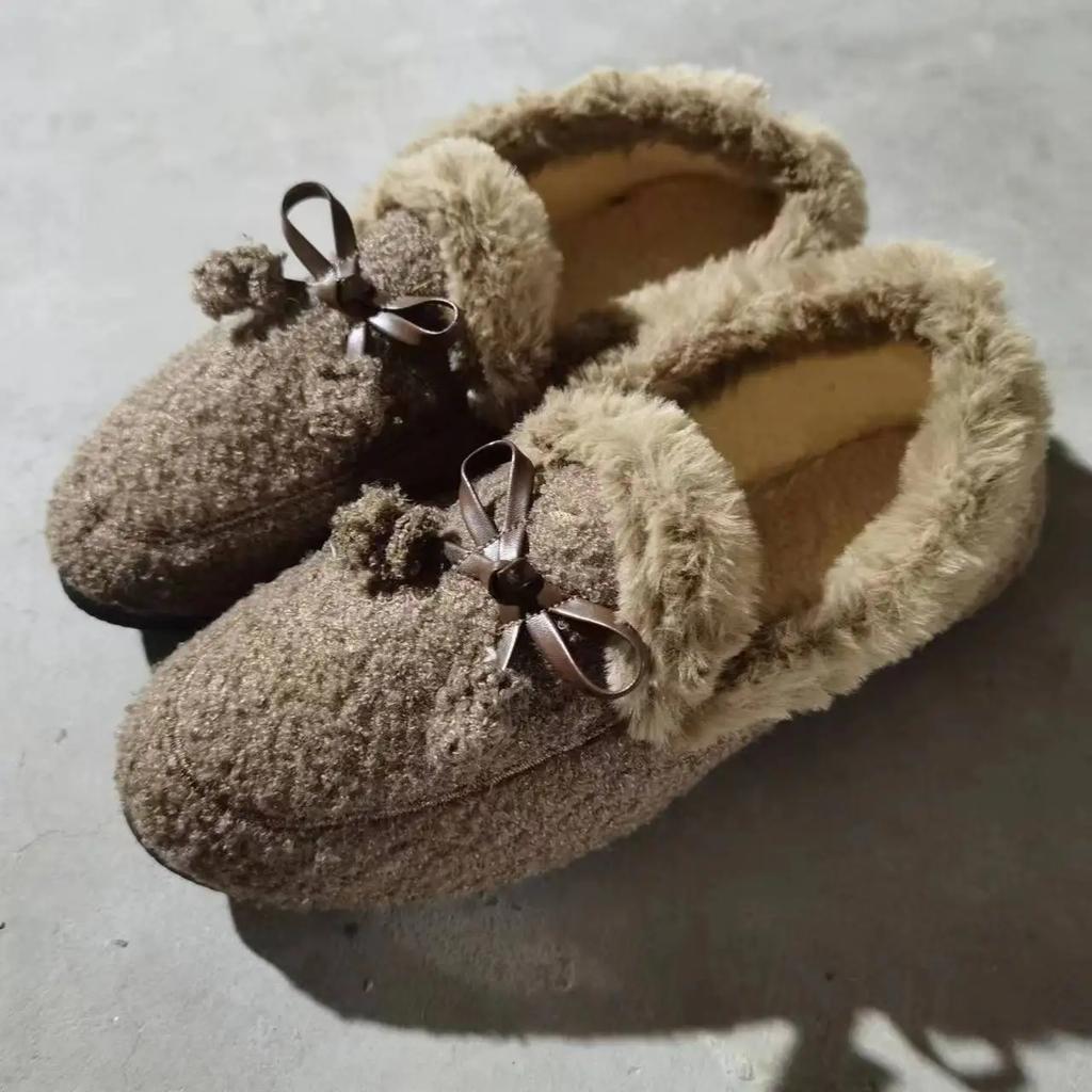 Модная хлопковая обувь для женщин плюшевые балетки уличная мода зимняя теплая обувь для снега женщины сохраняют тепло лоферы zapatos de mujer