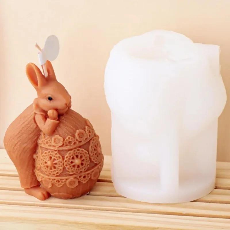 3D Кролик Кикбол Силиконовая Форма для Свечей DIY Пасхальное Яйцо Гипс Мыло Эпоксидная Смола Инструменты для Изготовления Кристаллов Настольные Декоративные Поделки