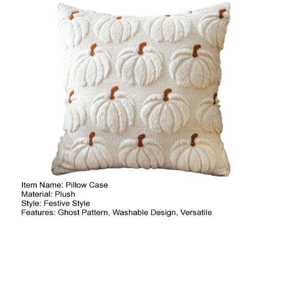 Decorative Pillow Case Embroidery Maple Leaves Pumpkin Pattern Pillow Cover Removable Easy To Clean Washable Throw Pillow Case