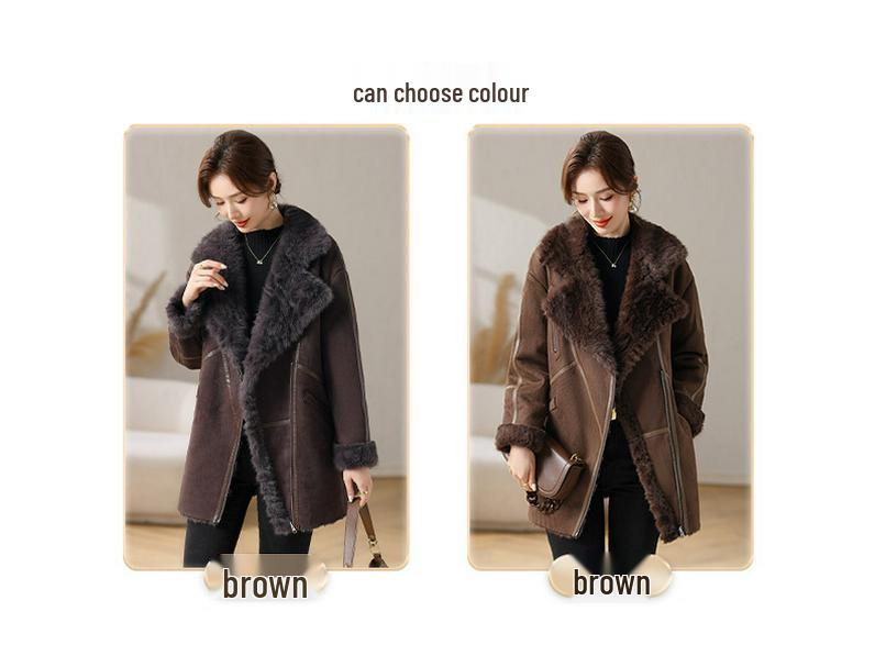 2025 Autumn/Winter New Arrival: Large Lapel Faux Fur Coat for Mid-Aged Women