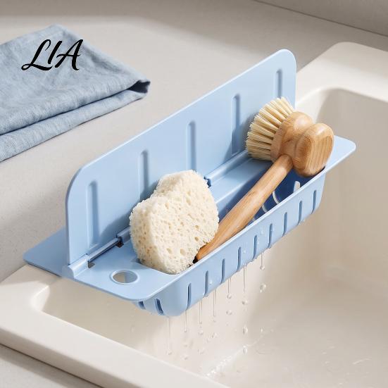 Kitchen Sink Splash Guard 2-In-1 Folding Guard, with Drain Organizer, Suction Cups, Sponge Holder Drainage Non-slip Water Protector, Countertop