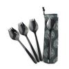 4 Pcs Black Dinnerware Camping Travel A Knife and Fork Amphibious Flatware 304 Stainless Steel Spoon Fork Noodles Appetizer