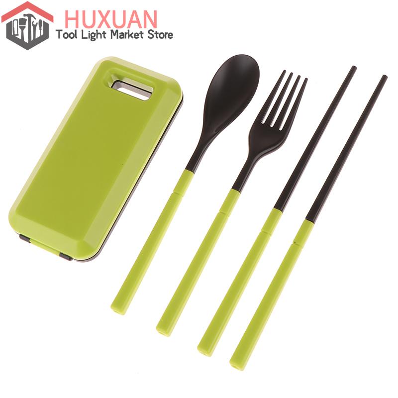 Набор столовых приборов 3 в 1 из портативного АБС-пластика Складная складная ложка вилка палочки для еды набор с коробкой Пикник Кемпинг Путешествия Набор посуды