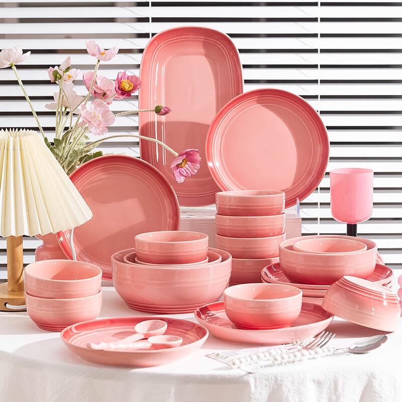Mod Lanka Pandora Pink 36-Piece Dinnerware Set