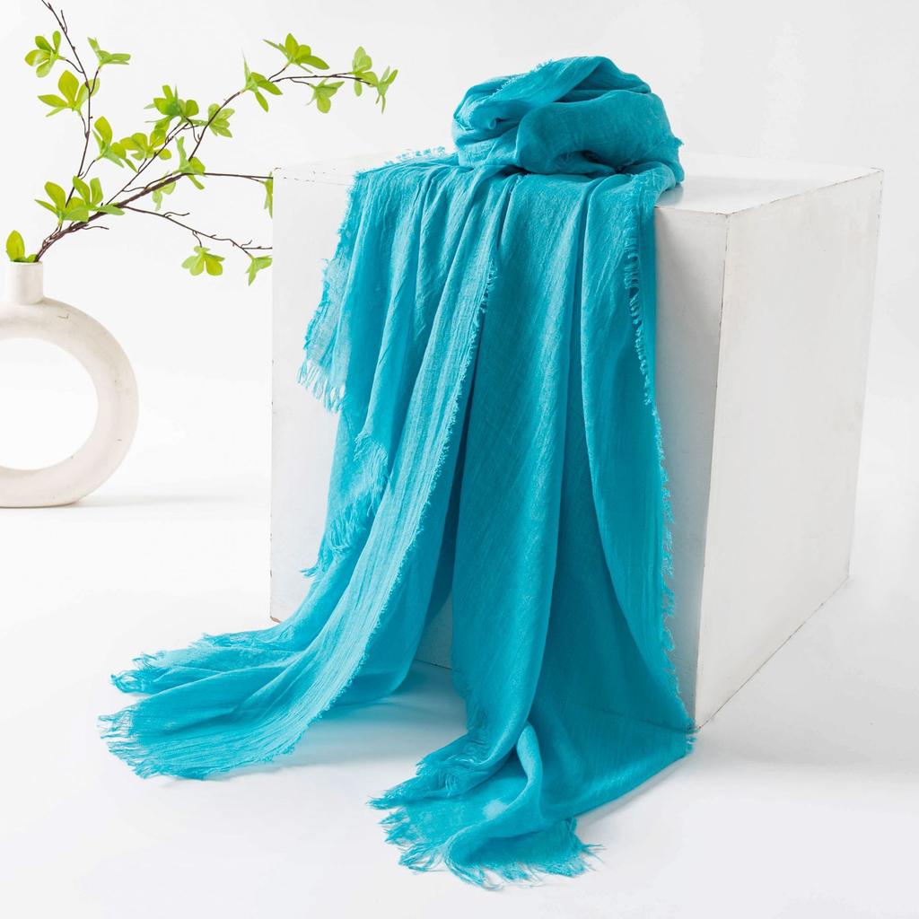 Spring and summer sunscreen scarf imitation cotton and linen solid color simple shawl women's high-end silk scarf yarn headscarf women's cross-border