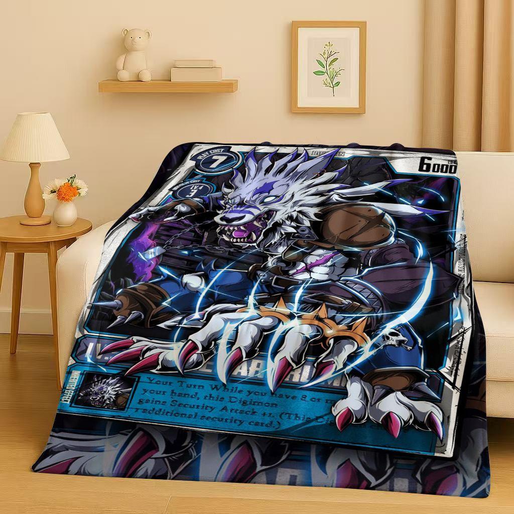 Retro Cartoon Digimon Adventure Angemon Flannel Blanket,Soft Warm Plush Throw for Home Bedroom Bed Sofa Cover Picnic Office Kids