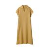 Платье MUJI из льна с отложным воротником и короткими рукавами BC2JAA4S дымчато-желтого цвета XL для женщин для женщин для женщин