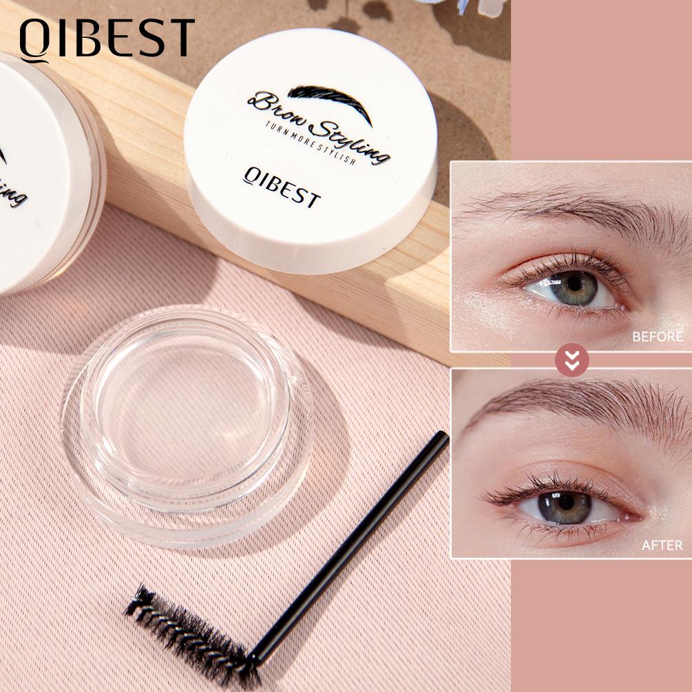QIBEST Clear Eyebrow Styling Cream Natural Dimensional Wild Eyebrow Wax Waterproof Long Lasting Shaping Eyebrow Soap