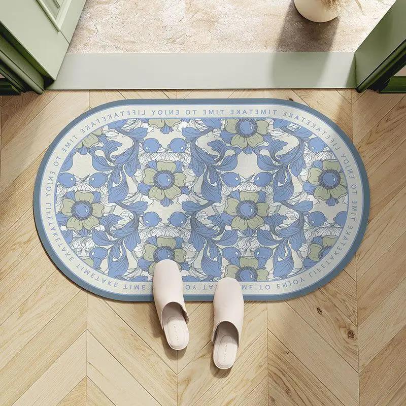 Легкий роскошный европейский цветочный впитывающий коврик для пола в ванной, коврик для двери в ванную, туалет, мягкий коврик для ног с диатомовой грязью в туалете