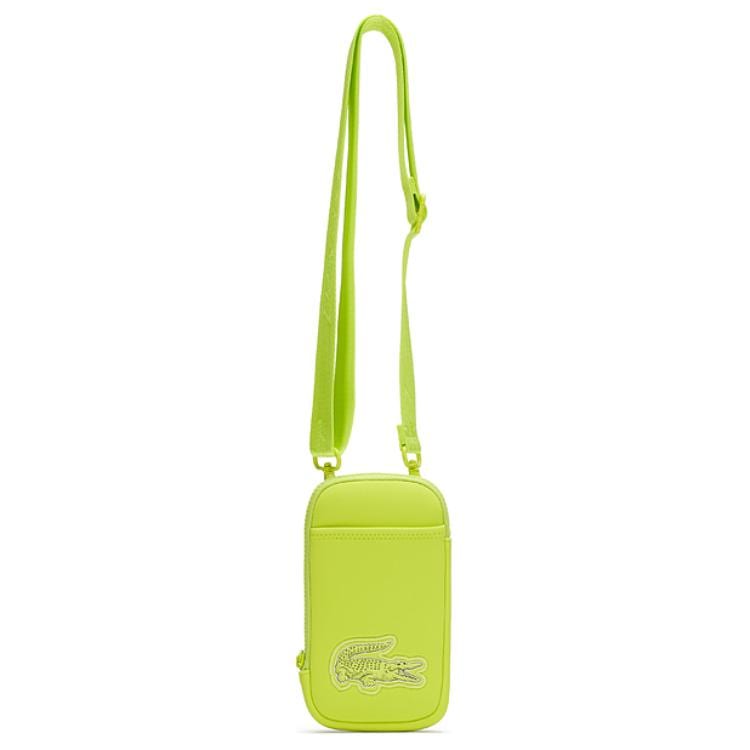 LACOSTE Fabric Cell Phone Pouch, Shoulder Bag, Crossbody Bag Mini Unisex Neon Yellow/Black NU4179PE