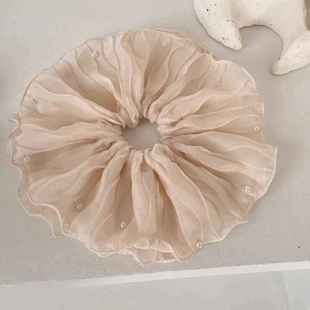 Large Korean Hair Accessories Big Ties Elastic Bands for Girls Women Scrunchies Rubber Fascinator Vintage Pearl  Popular New