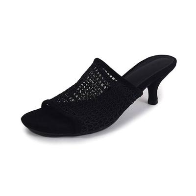 Вязаный трикотаж Ручная работа Летний Размер 40 Высокое качество Слипоны Французский шик Туфли-стилет на высоком каблуке Женские Сандалии с открытым носком