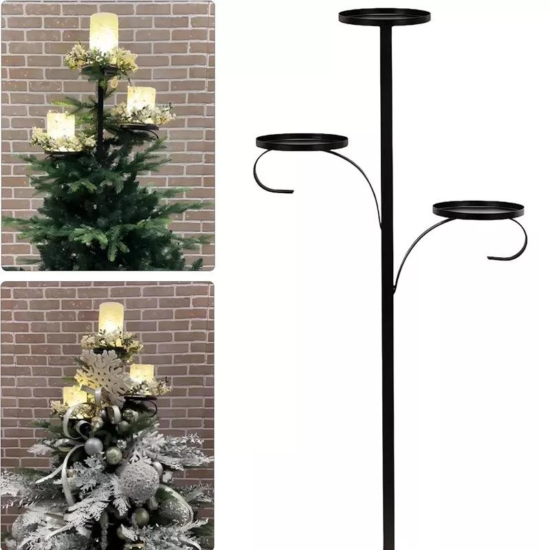 Черный тройной верхушка для дерева, подсвечник для верхушки дерева, верхушка для канделябра