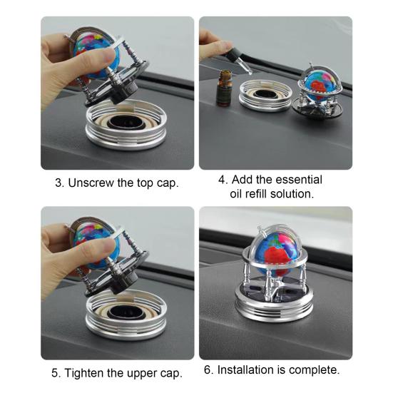 Солнечный автомобильный глобус, ароматерапия, вращающийся парфюмерный декор, очиститель воздуха, экологически чистый очиститель запаха, безопасный аромат