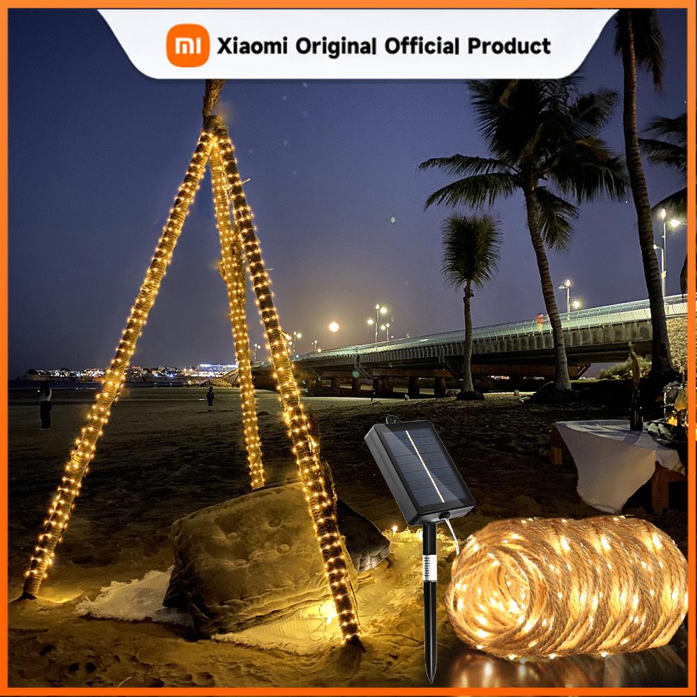 Xiaomi Solar Hemp Rope String Lights 5/10M LED Fairy Garland Lamp 8 Modes Waterproof Outdoor Patio Light for Yard Camping Decoration