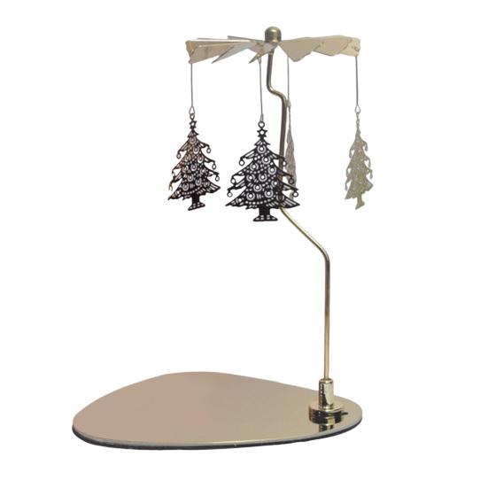 Spinning Candle Holder with Tray Stainless Steel Rotating Golden Carousel Tea Light Candle Stand Table Centerpiece Party Decoration