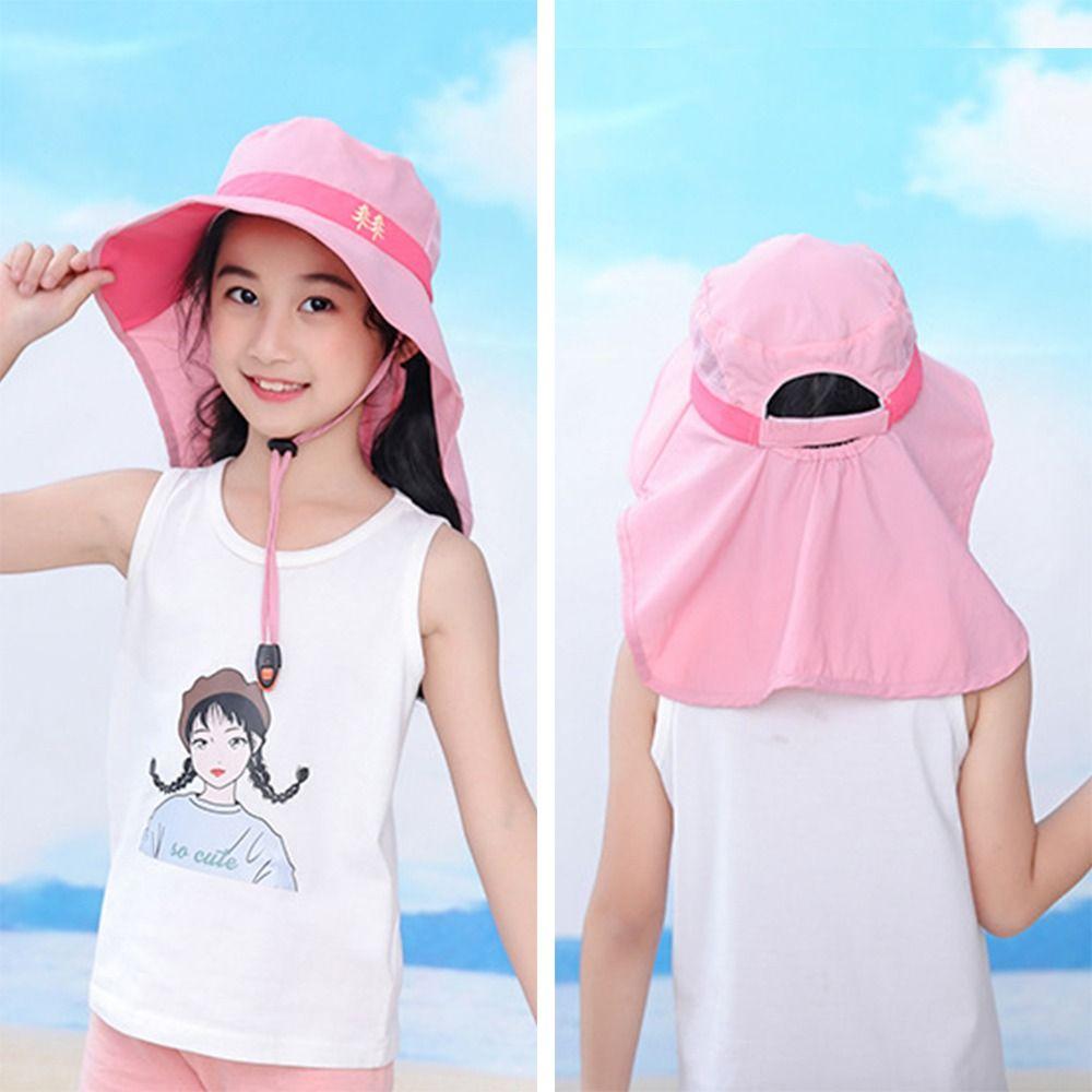 Outdoor Boy Girl Beach Cap Sun Hat Children Bucket Hats Wide Brim Cap UV Protection