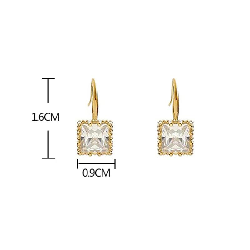 Exquisite Zircon Square Stud Earrings For Women Simple Compact Square Piercing Earrings Jewelry
