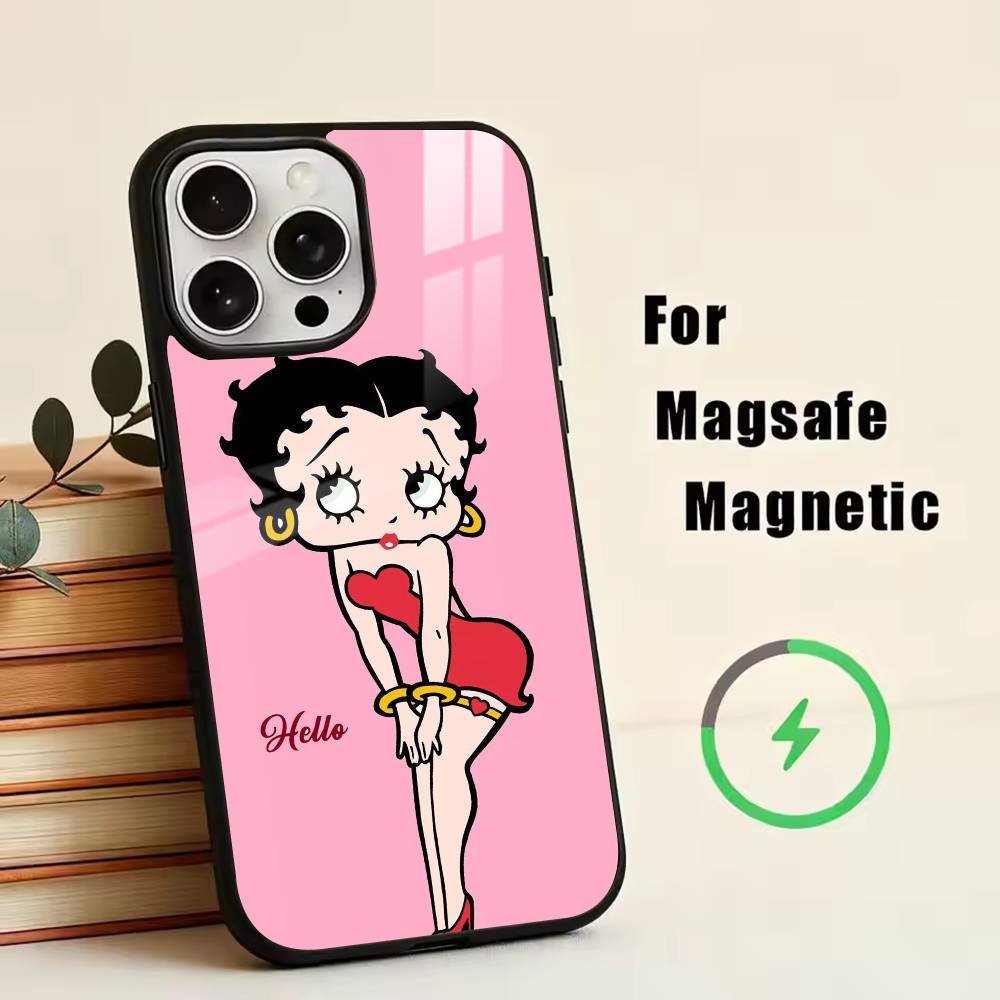 C-Cute-Бетти Буп-P Чехол для телефона для iPhone17,16,15,14,13,12,11 Plus,Pro Магнитный для Magsafe Беспроводная зарядка