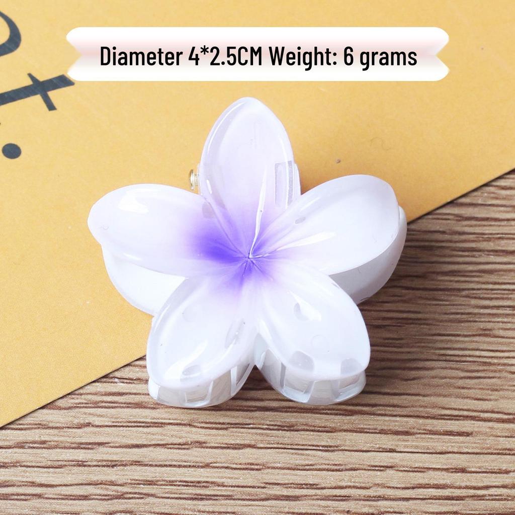 Colorful Plumeria Flower Shark Clip - Elegant Plastic Hair Accessory