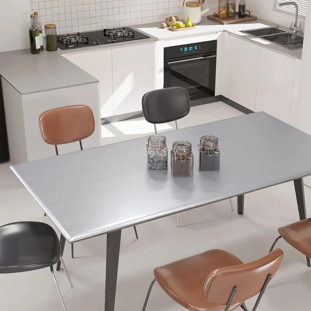 40см огнеупорные и водонепроницаемые самоклеящиеся обои под матовое серебро современные холодильник гостиная кухня столешница