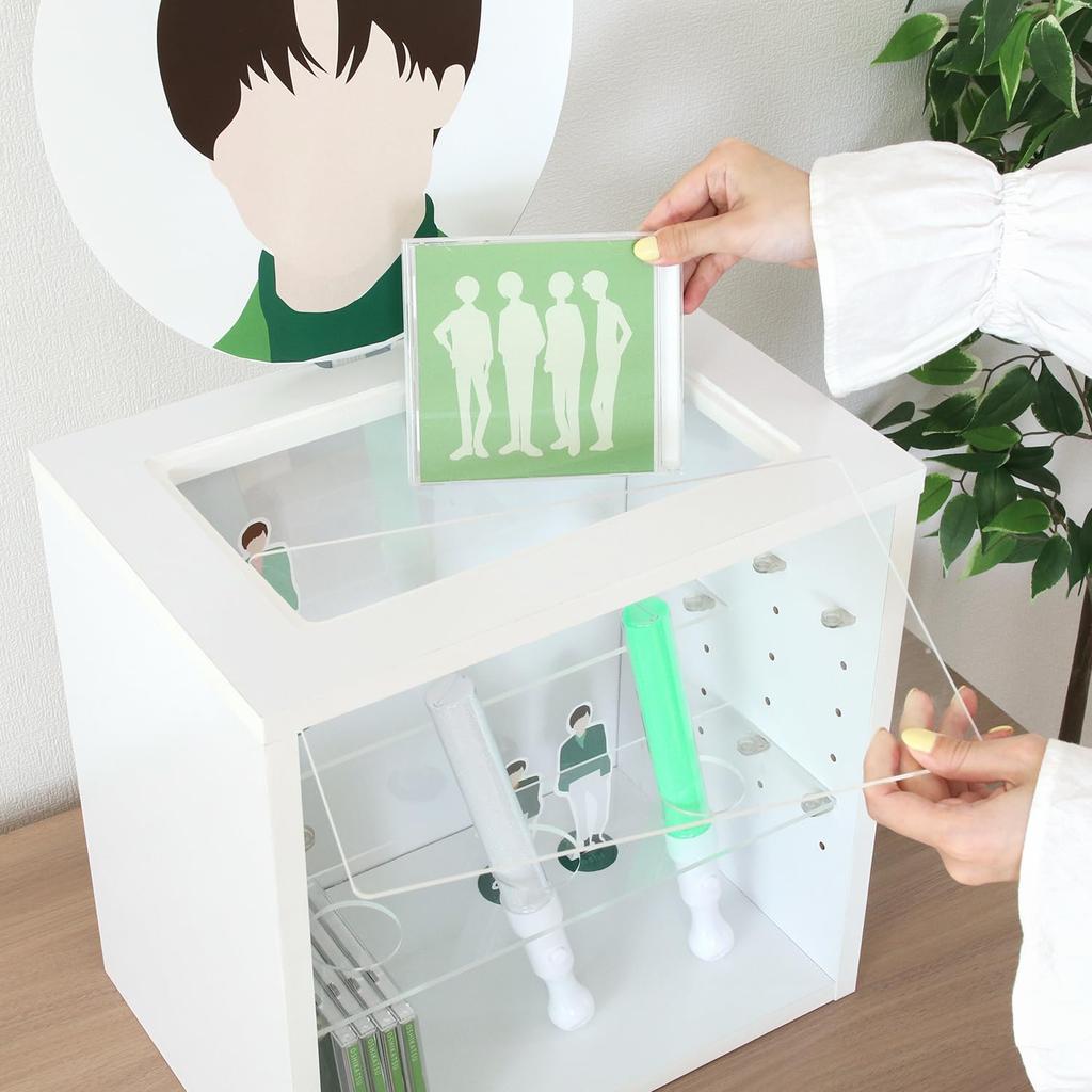 Fuji Boeki Oshikatsu Box Color Box 1 Tier Width x Depth 25 x Height White Oshikatsu Storage Cube Box Penlight Stand Fan Storage 19240 36.6 36.6cm