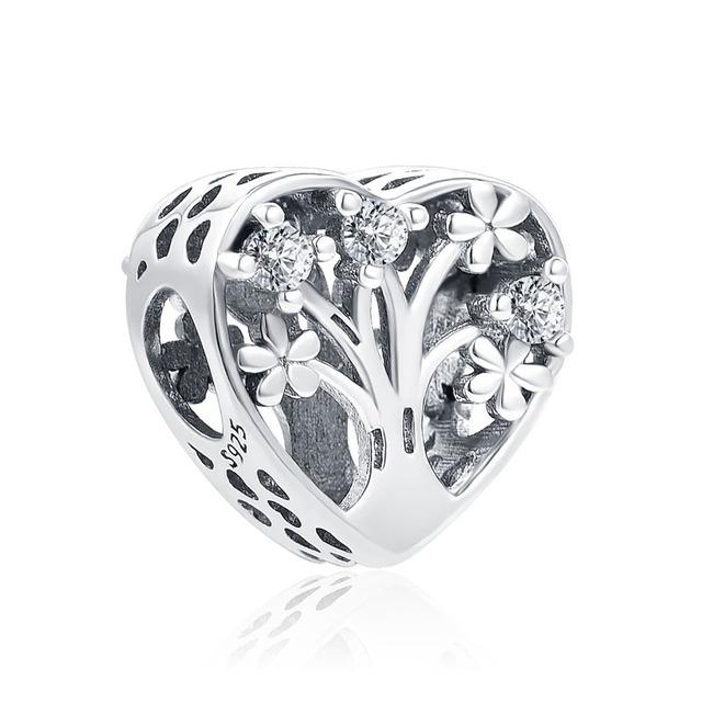 New 925 Silver Heart Shape Love Family Flower Rainbow Diy Fine Beads Fit Original Pendant Charms Silver 925 Bracelet Jewelry