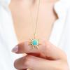 Elegant Turquoise Sun Gold Color Silver Necklace
