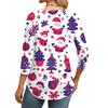 Женская модная футболка с круглым вырезом и рукавом 3/4 с рождественскими принтами, повседневная базовая плиссированная футболка-пуловер