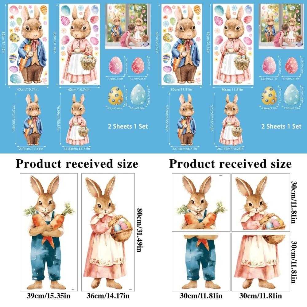 Waterproof Easter Door Stickers Creative Easter Bunny Static Cling Decal  Festive Decorations