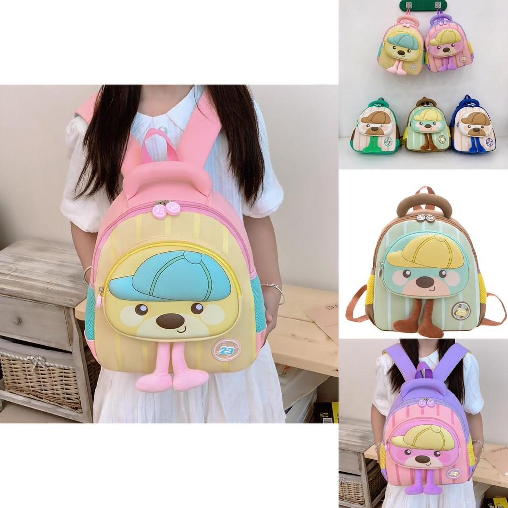 Cartoon Childrens Backpack With Animal Pattern And Padded Shoulder Straps For Kindergarten School Use