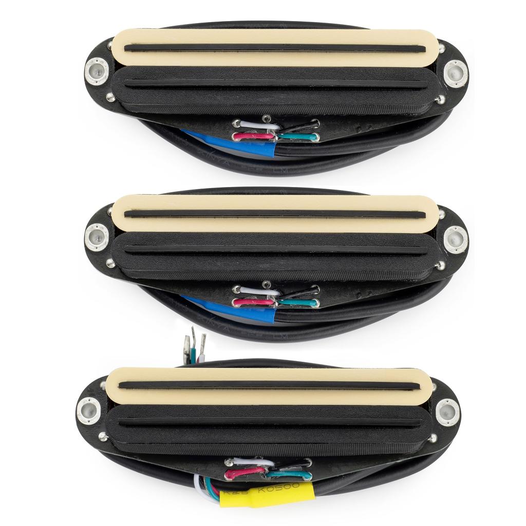 Звукосниматели-хамбакеры Musiclily Pro Ceramic с комплектом звукоснимателей Super и Bridge для электрогитары Strat Zebra и черные рельсы ST-DPHC одинарного размера, дисторшн,