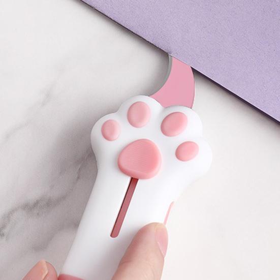 Нож-коготь кошки Выдвижной Милый в форме кошки Резак для упаковочной ленты для женщин Портативный инструмент для распаковки Практичный подарок для любителей кошек и девушек