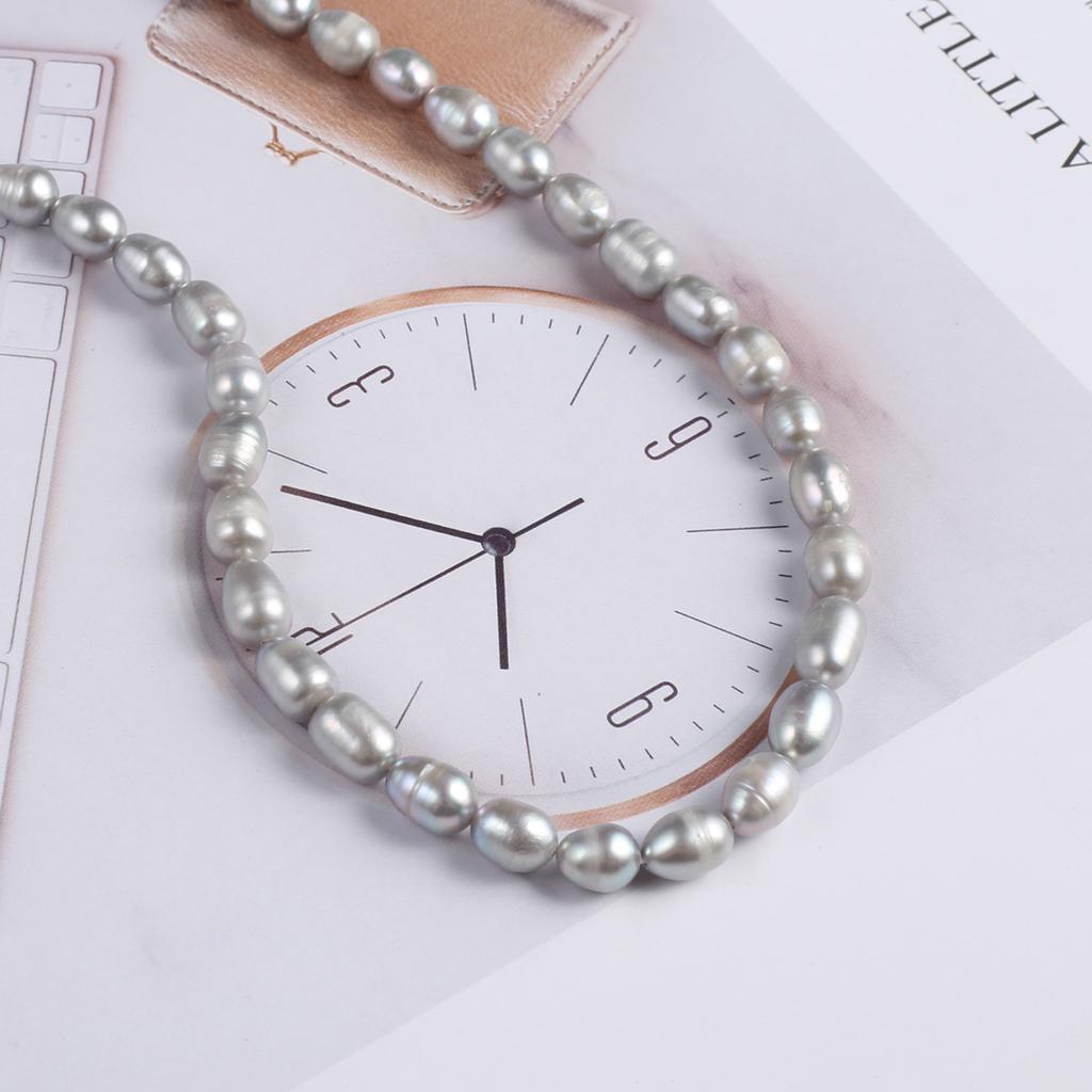 1String Synthetic Pearls, Bohemian Style Grey Rice Shape Beads for Jewelry Making Christmas Gifts, DIY Women Necklace Accessories Beading 36cm