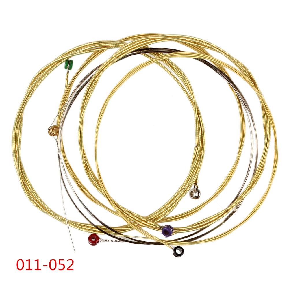 6 шт./компл. струны для акустической гитары 011-052, содержащие струны из фосфористой бронзы, полный яркий тон