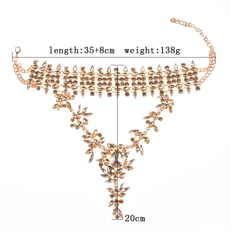 Full Rhinestone Water Drop Pendant Necklace, Exaggerated Collarbone Chain Clothing Accessory For Women
