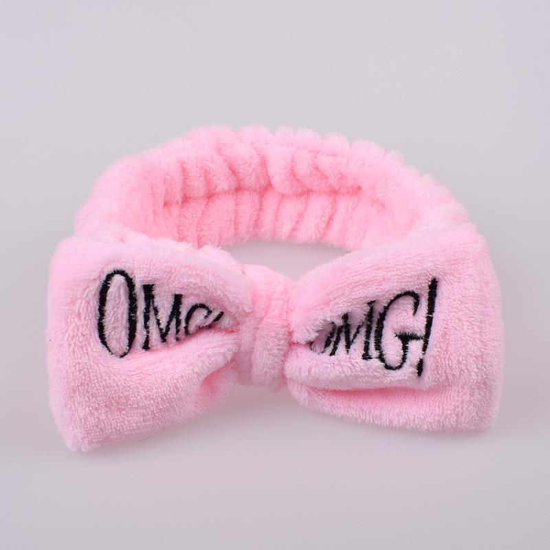 Custom Logo SPA Bowknot Hair Lace Sports Headband Adjustable Elastic OMG Hair Band for Women and Girls Yoga Shower Wash
