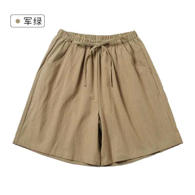 Spring and Summer New Cotton and Linen Shorts Women's Outer Wear Thin A- Shown Wide Leg High Waist Slimming Plus Size Loose Casual Shorts for Women