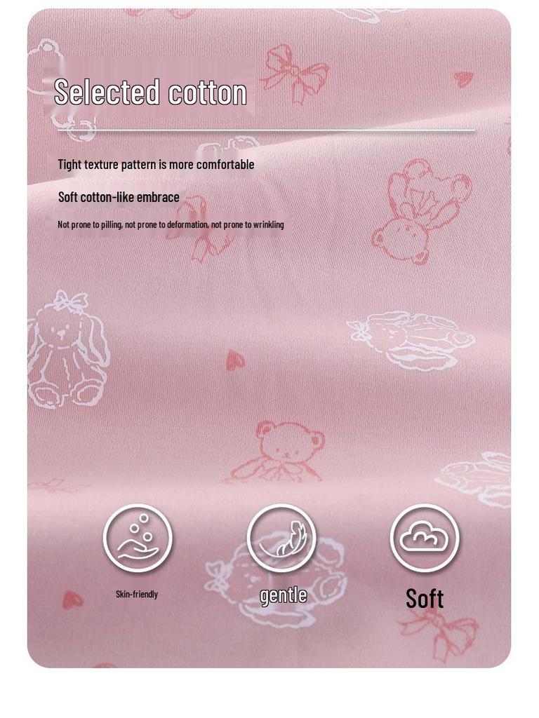 Комплект женской пижамы из чистого хлопка в корейском стиле с вкладышами для груди - Новинка 2025 Весна/Осень Домашняя одежда с длинным рукавом