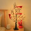 LED Christmas Tree Light with Cardinals Glowing Vintage Tree Decor Red Bird Trees Light Tabletop Festive Lights for Home Office Party