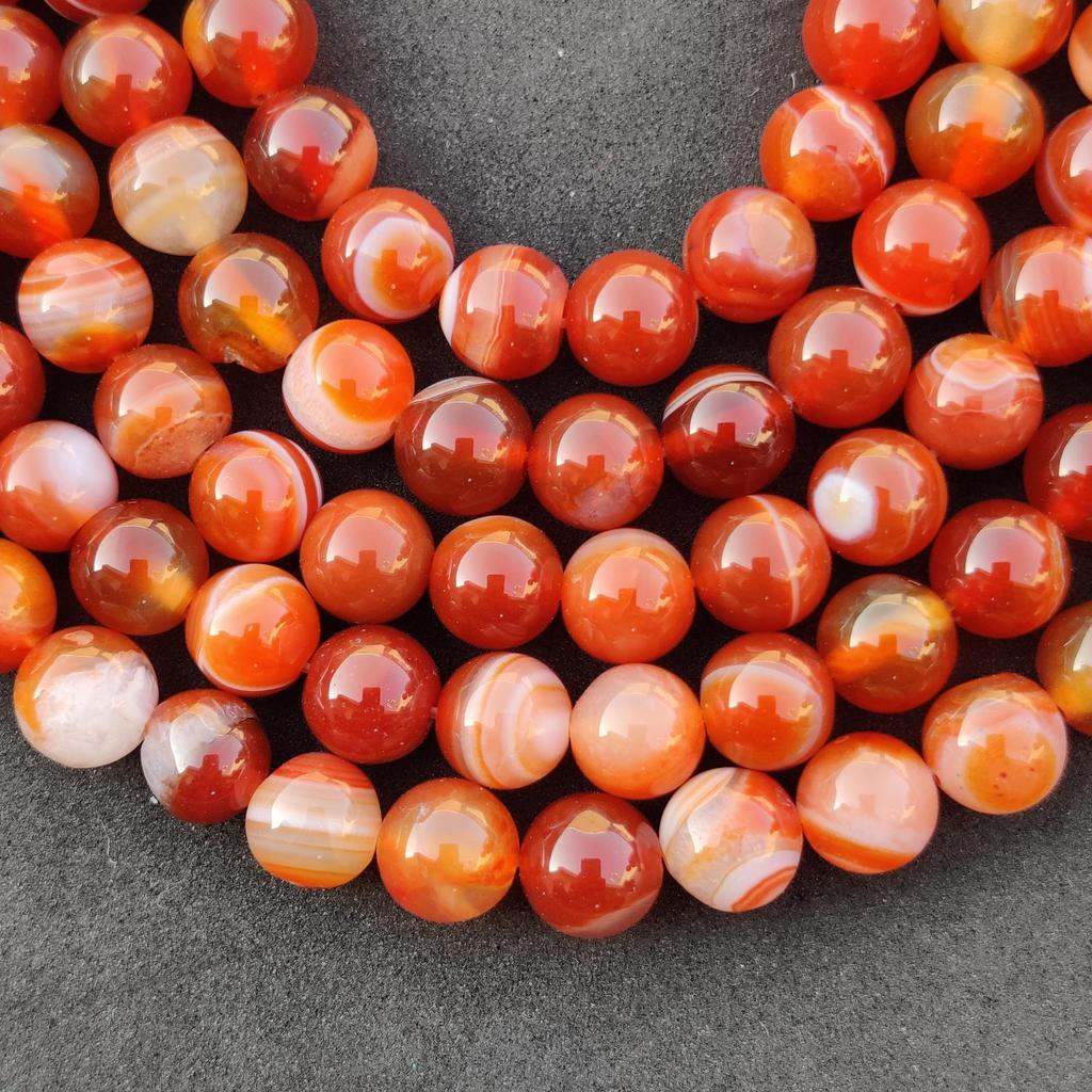 Агат с красной полосой, бусины в полоску, круглые свободные бусины из цветных драгоценных камней, размер 6 мм, 8 мм, 10 мм. Прядь 14–15 дюймов.