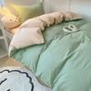 Ins Style Bedding Set Waffle Summer Student Dormitory Duvet Cover Set Bed Sheet  Three Piece Set KING Queen
