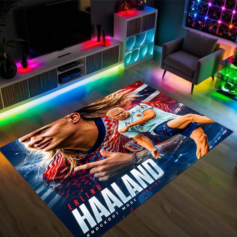 Erling Haaland Design Crystal Velvet Carpet Cozy Non?Slip Printed Rug For Bedroom Living Room Entrance