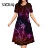 Летние элегантные женские новые платья, модное уличное платье с круглым вырезом и коротким рукавом, женское повседневное платье с 3D-принтом, свободное, большого размера, для женщин 2024 г.