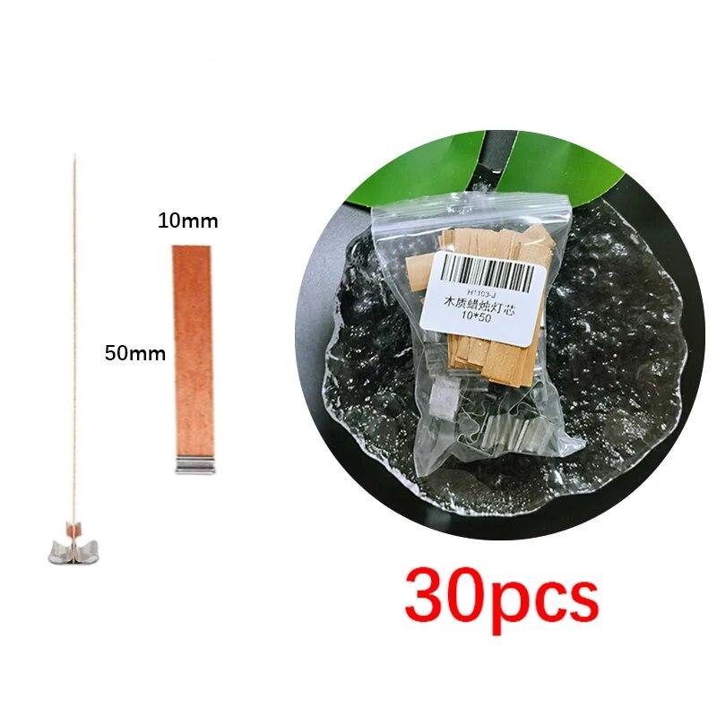 30 шт. деревянного фитиля для свечей с зажимным основанием, плетеный горящий бездымный фитиль для свечей, инструмент для центрирования свечей